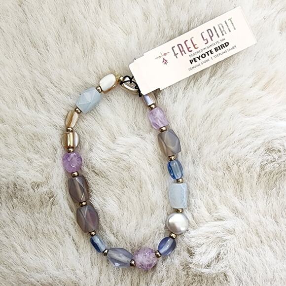 NWT Peyote Bird Multicolor Beaded Gemstone Stretch Bracelet - Picture 1 of 9